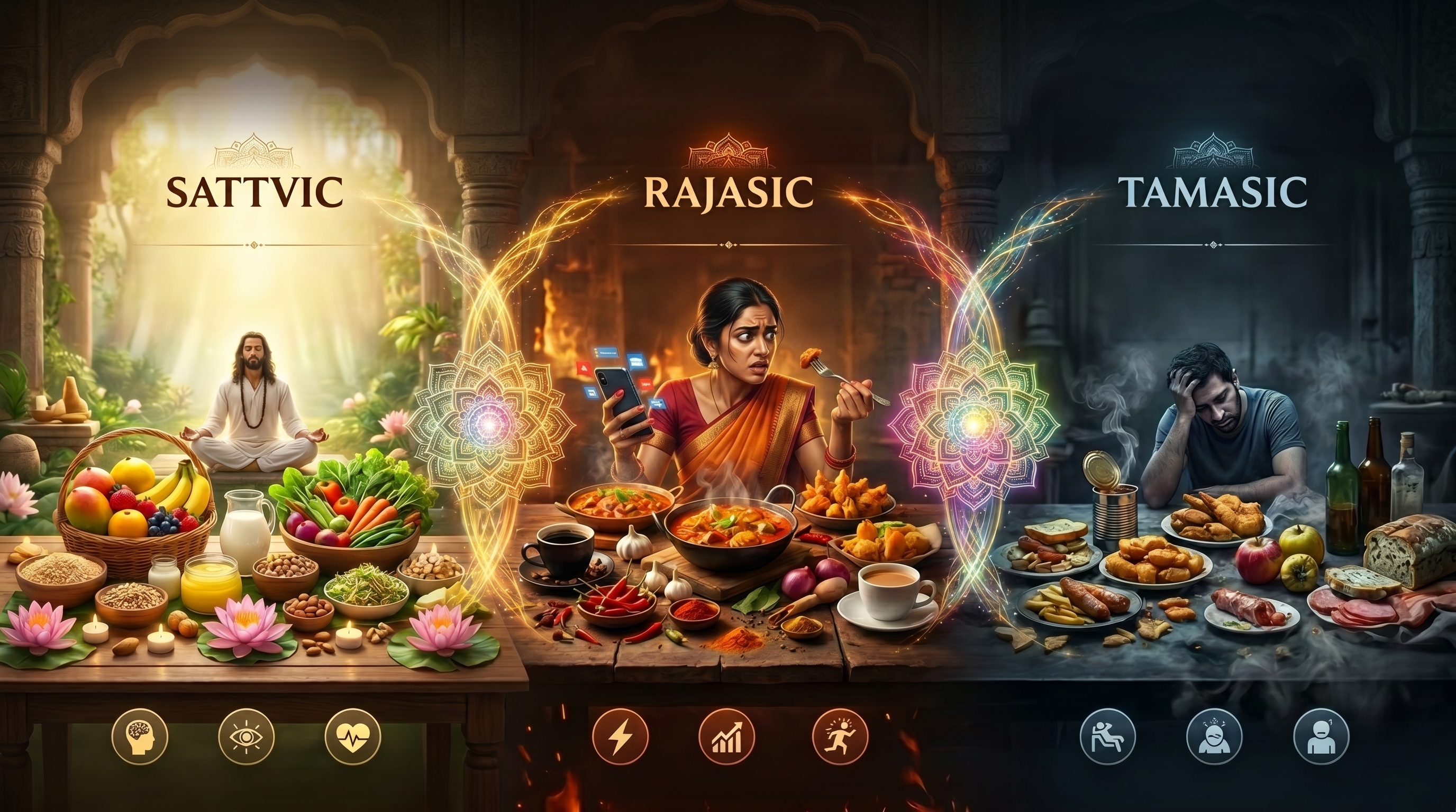 sattvic rajasic tamasic food comparison chart